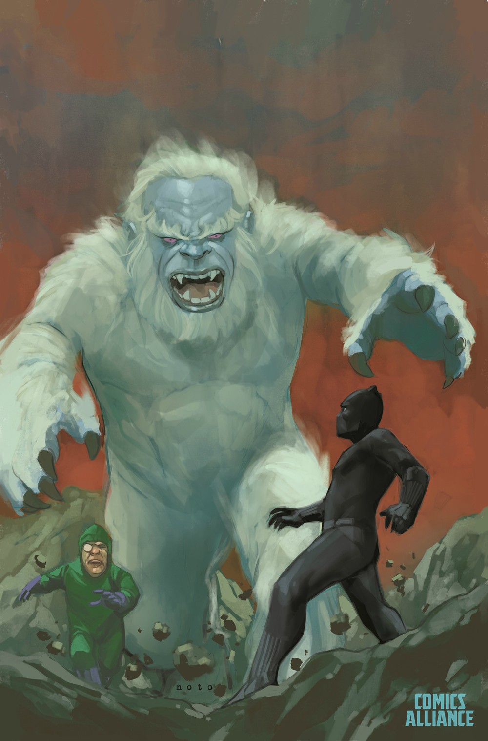 Extraordinary X-Men #2 featuring Yeti (from Black Panther #5). Cover by Phil Noto